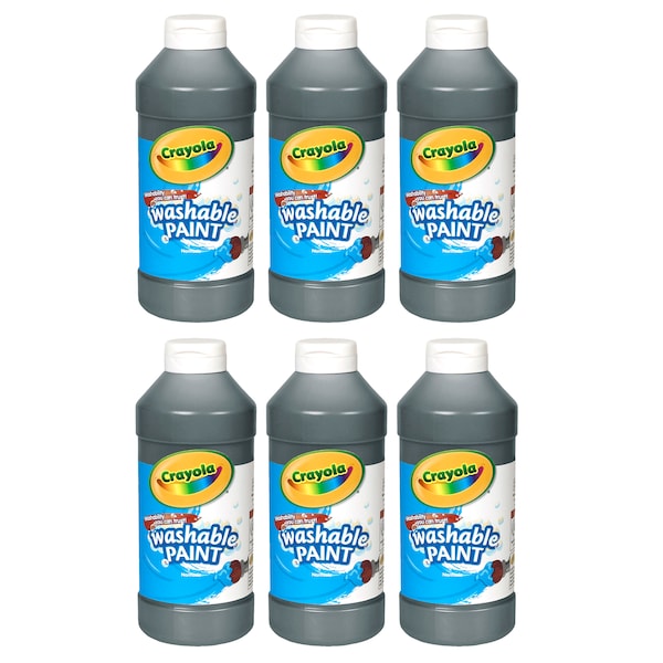 Washable Paint, Black, 16 oz. Bottles, PK6